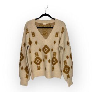 EUC Aztec Print Sweater Beige Brown Size L